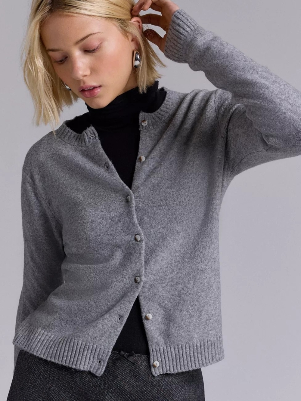 Urban Outfitters Rachel Grey Button-Front Crewneck Cardigan